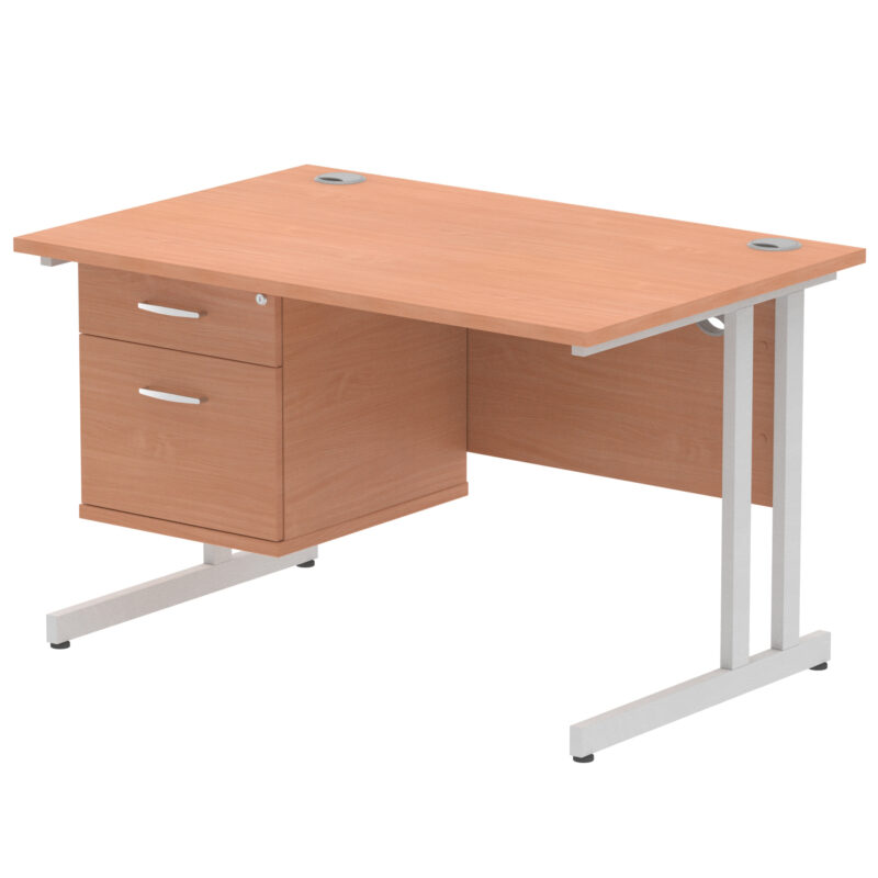 OE - Impulse 1200mm Cantilever Straight Desk With Single Fixed Pedestal - Image 6
