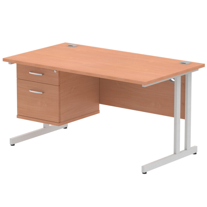 OE - Impulse 1400mm Cantilever Straight Desk With Single Fixed Pedestal - Image 6