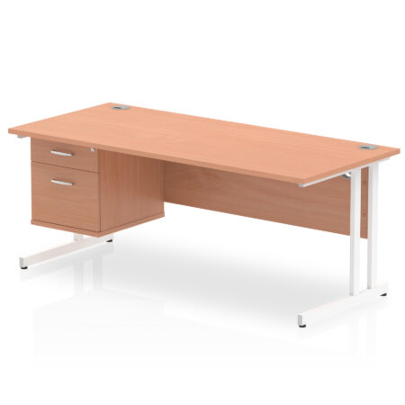 OE - Impulse 1800mm Cantilever Straight Desk With Single Fixed Pedestal