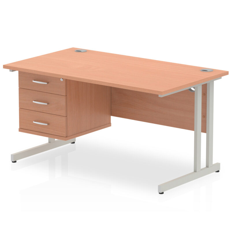 OE - Impulse 1400mm Cantilever Straight Desk With Single Fixed Pedestal - Image 7
