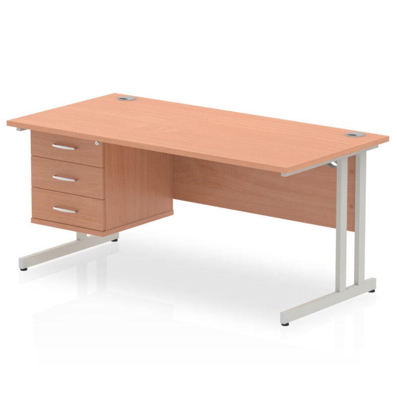 OE - Impulse 1600mm Cantilever Straight Desk With Single Fixed Pedestal - Image 7