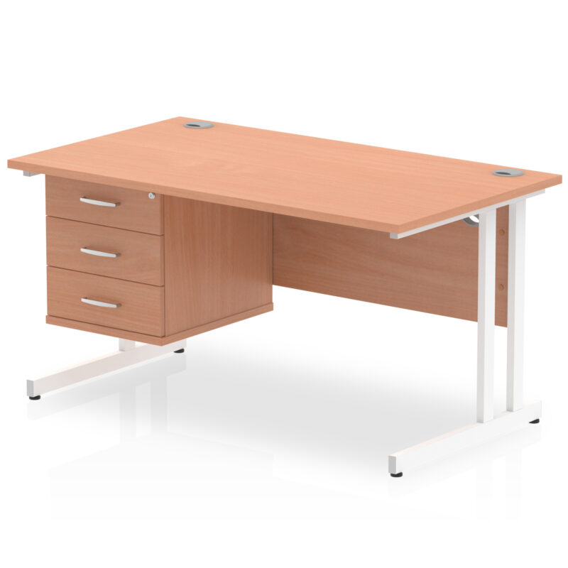OE - Impulse 1400mm Cantilever Straight Desk With Single Fixed Pedestal - Image 8