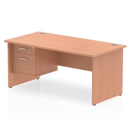 OE - Impulse 1600mm Panel End Straight Desk With Single Fixed Pedestal