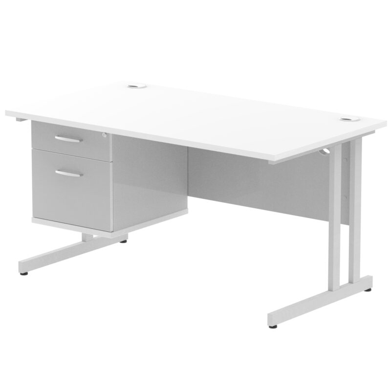 OE - Impulse 1400mm Cantilever Straight Desk With Single Fixed Pedestal - Image 13