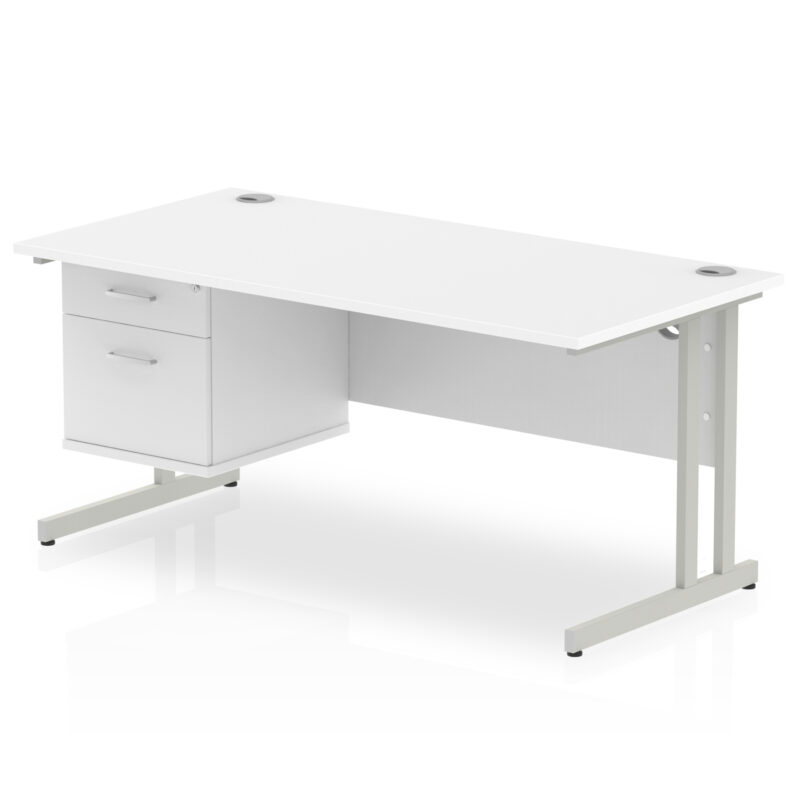 OE - Impulse 1600mm Cantilever Straight Desk With Single Fixed Pedestal - Image 13