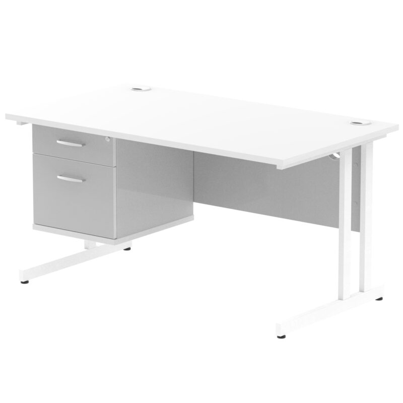 OE - Impulse 1400mm Cantilever Straight Desk With Single Fixed Pedestal - Image 14