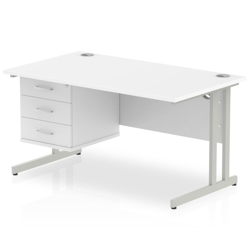 OE - Impulse 1400mm Cantilever Straight Desk With Single Fixed Pedestal - Image 15