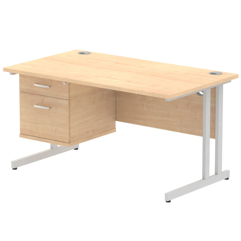 OE - Impulse 1400mm Cantilever Straight Desk With Single Fixed Pedestal - Image 17