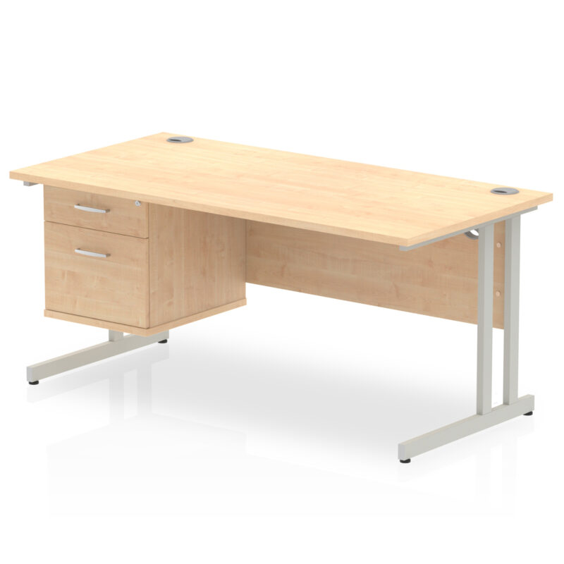 OE - Impulse 1600mm Cantilever Straight Desk With Single Fixed Pedestal - Image 17