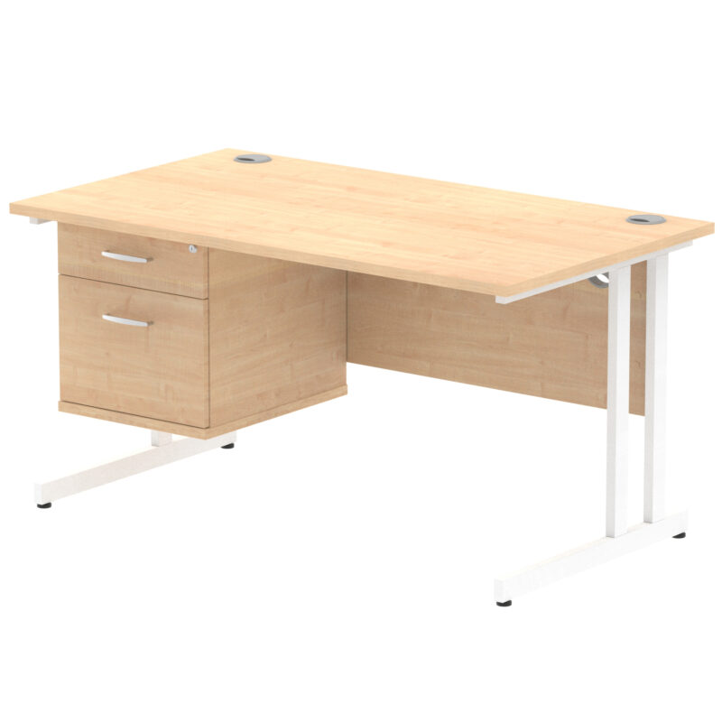 OE - Impulse 1400mm Cantilever Straight Desk With Single Fixed Pedestal - Image 18