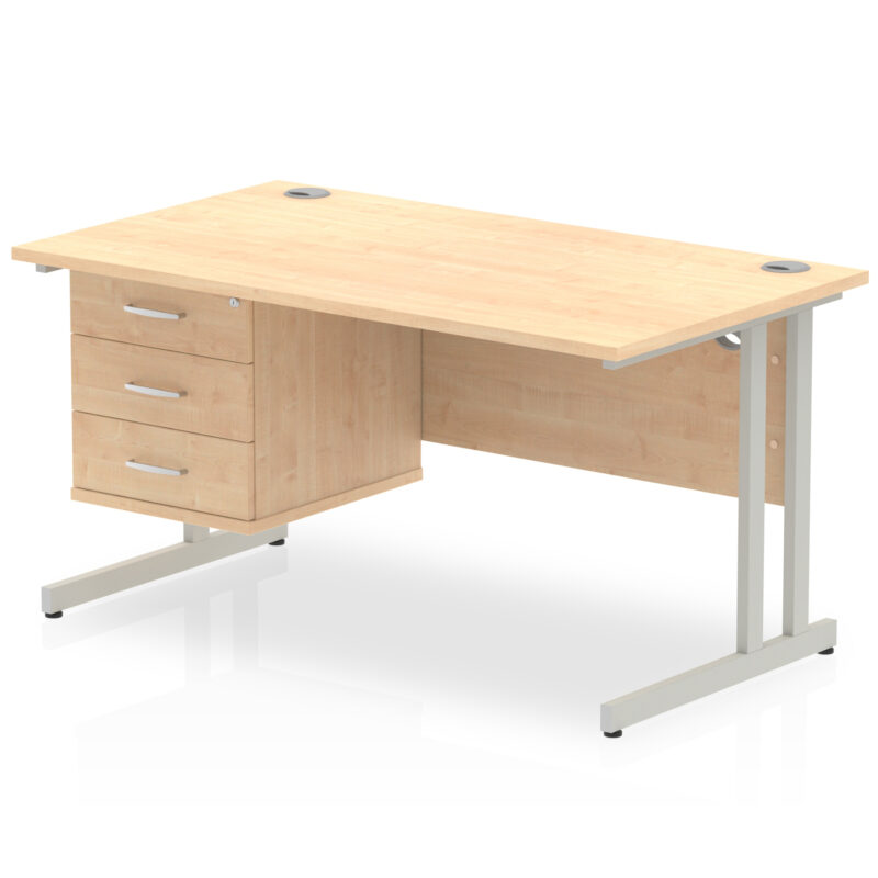 OE - Impulse 1400mm Cantilever Straight Desk With Single Fixed Pedestal - Image 19