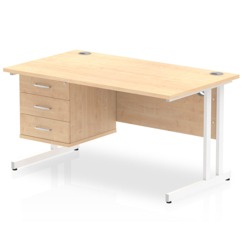 OE - Impulse 1400mm Cantilever Straight Desk With Single Fixed Pedestal - Image 20