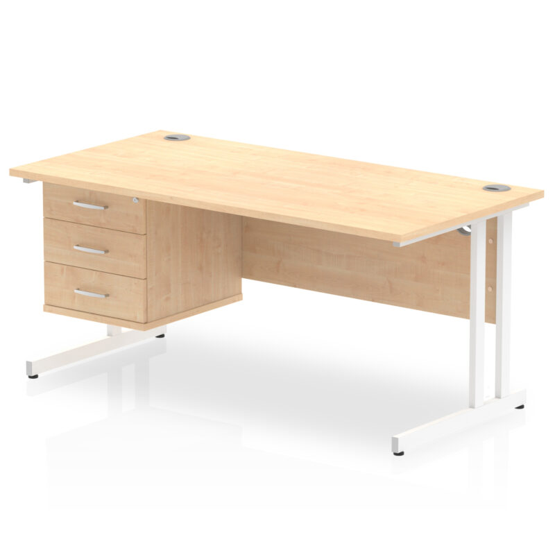 OE - Impulse 1600mm Cantilever Straight Desk With Single Fixed Pedestal - Image 20