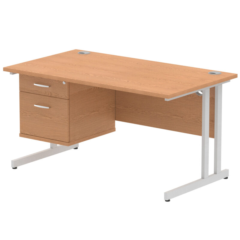 OE - Impulse 1400mm Cantilever Straight Desk With Single Fixed Pedestal - Image 21