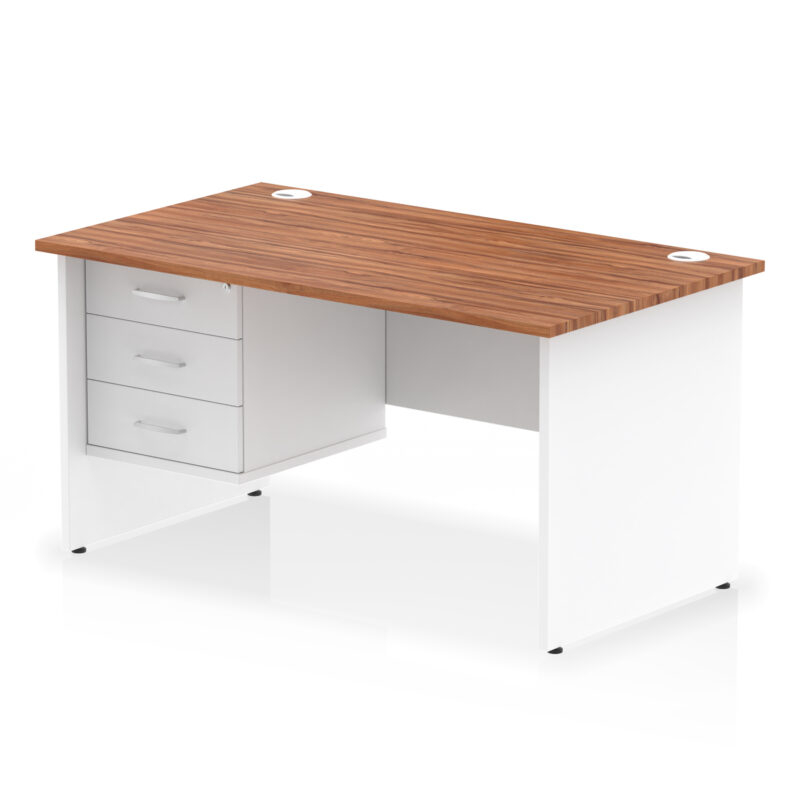 OE - Impulse 1400mm Panel End Straight Desk With Single Fixed Pedestal Two Tone - Image 2
