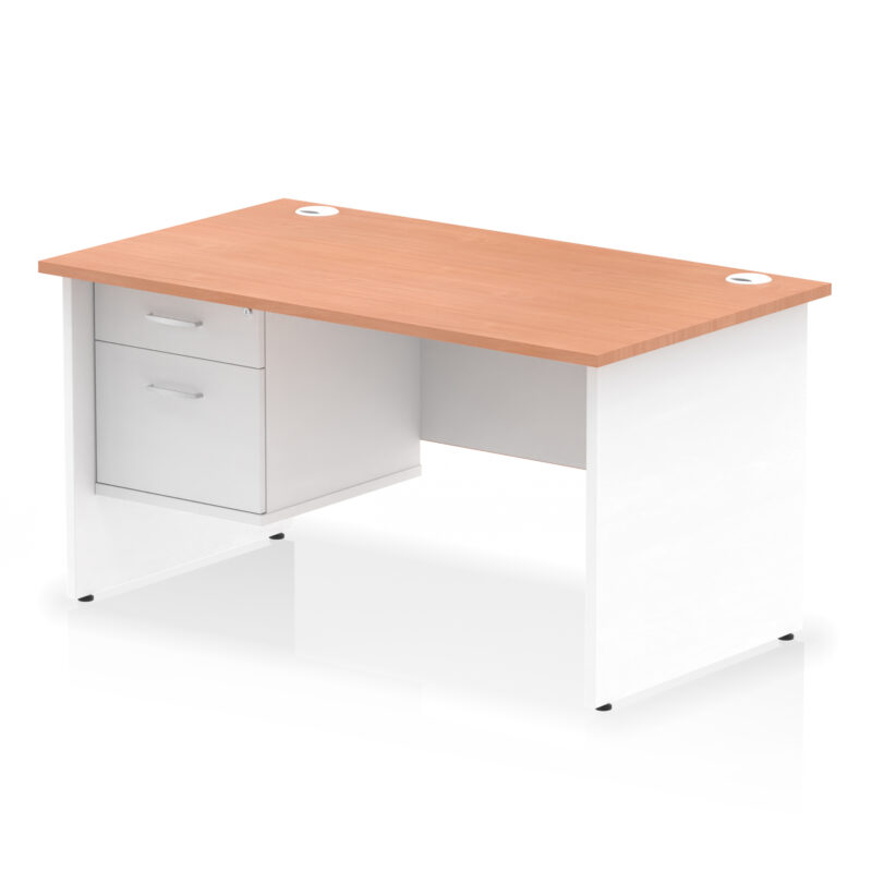 OE - Impulse 1400mm Panel End Straight Desk With Single Fixed Pedestal Two Tone - Image 3