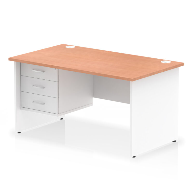 OE - Impulse 1400mm Panel End Straight Desk With Single Fixed Pedestal Two Tone - Image 4