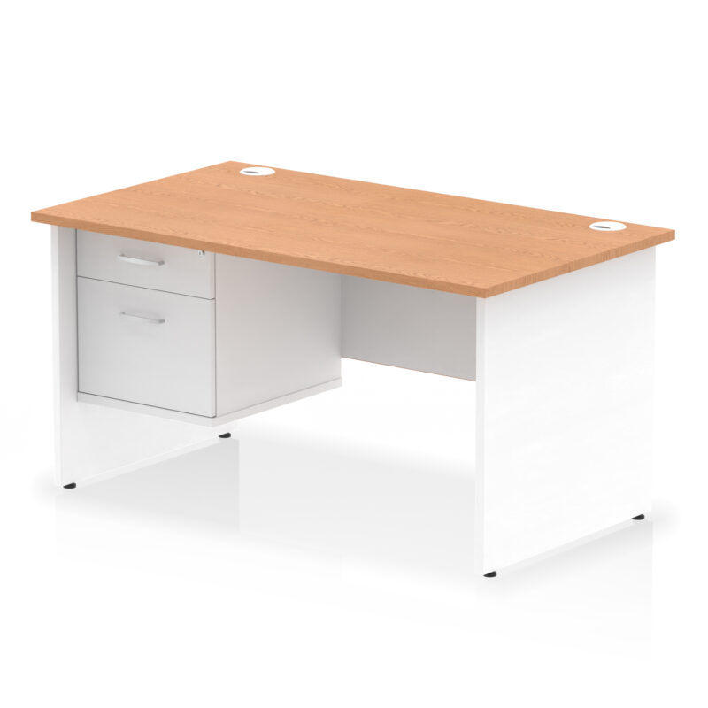 OE - Impulse 1400mm Panel End Straight Desk With Single Fixed Pedestal Two Tone - Image 5