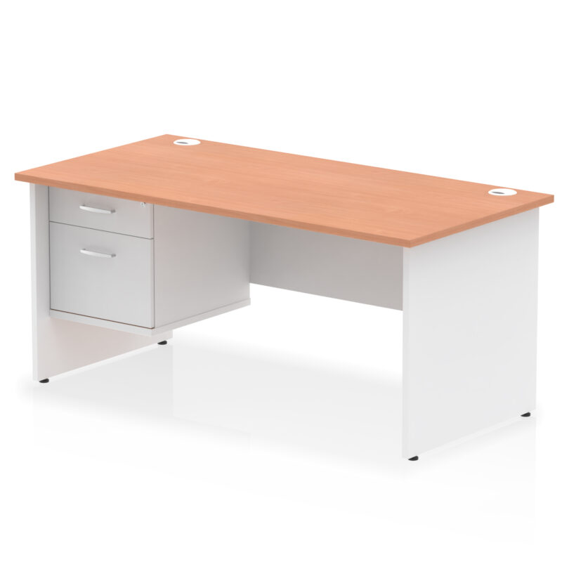 OE - Impulse 1600mm Panel End Straight Desk With Single Fixed Pedestal Two Tone - Image 3