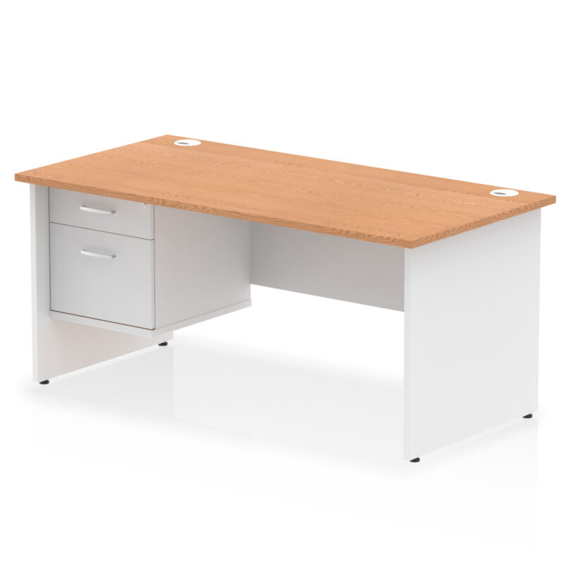 OE - Impulse 1600mm Panel End Straight Desk With Single Fixed Pedestal Two Tone - Image 5