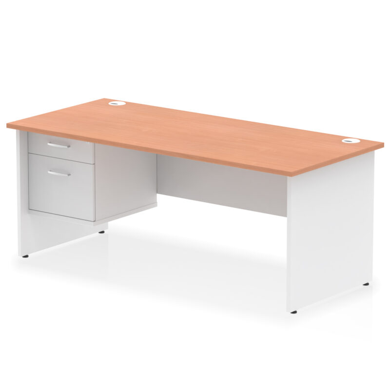 OE - Impulse 1800mm Panel End Straigh Desk With Single Fixed Pedestal Two Tone - Image 3