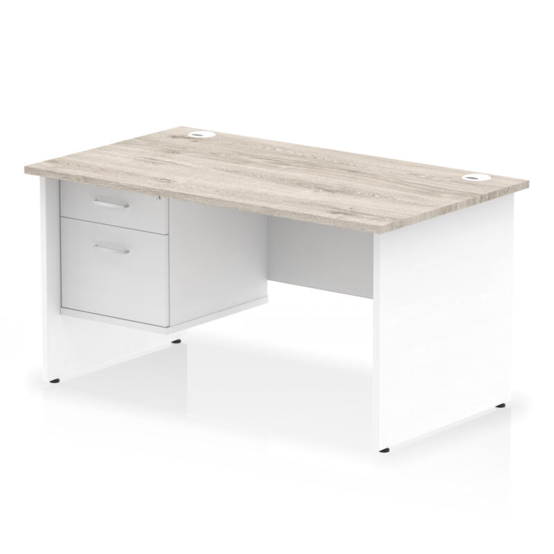 OE - Impulse 1400mm Panel End Straight Desk With Single Fixed Pedestal Two Tone - Image 7