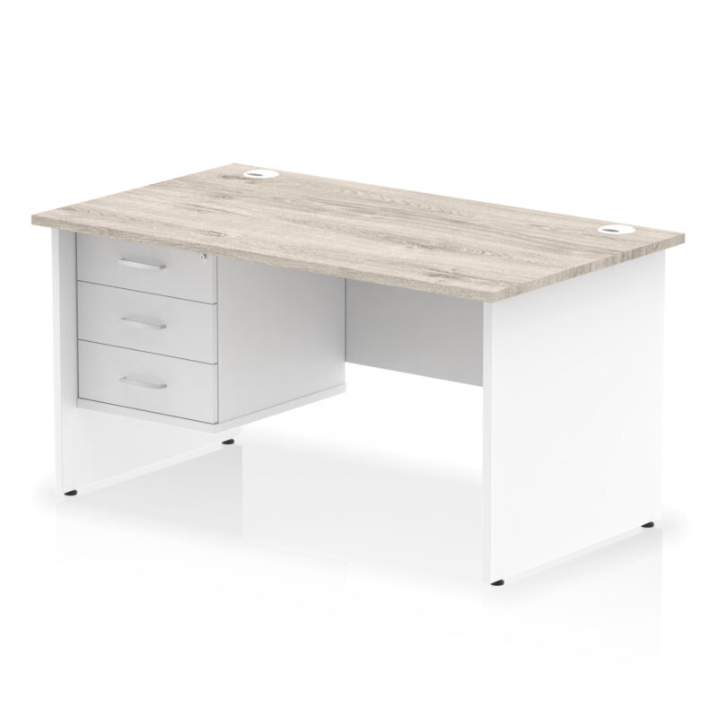 OE - Impulse 1400mm Panel End Straight Desk With Single Fixed Pedestal Two Tone - Image 8