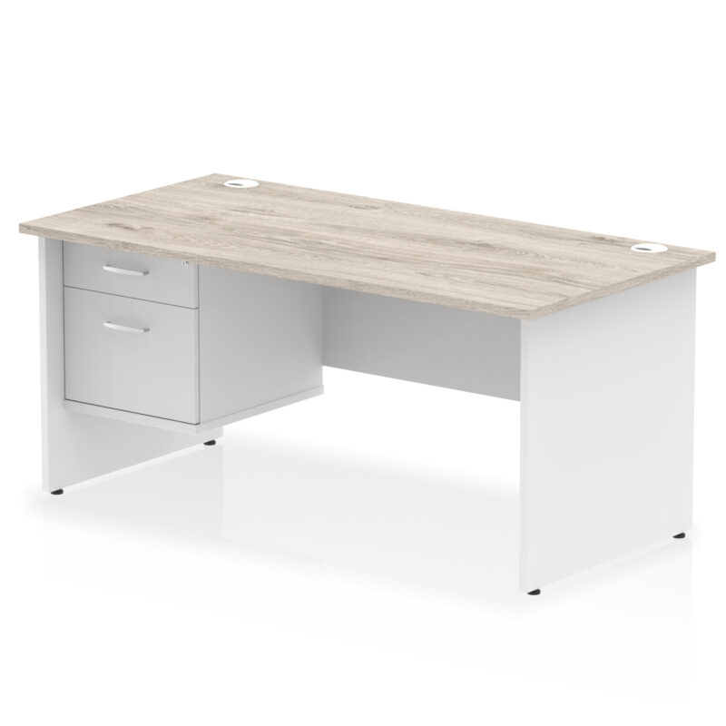 OE - Impulse 1600mm Panel End Straight Desk With Single Fixed Pedestal Two Tone - Image 7