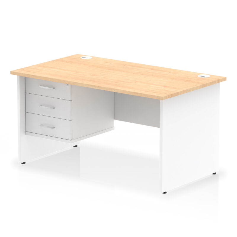 OE - Impulse 1400mm Panel End Straight Desk With Single Fixed Pedestal Two Tone - Image 10