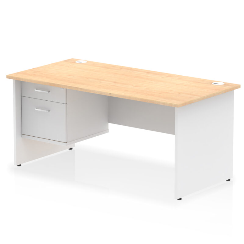 OE - Impulse 1600mm Panel End Straight Desk With Single Fixed Pedestal Two Tone - Image 9