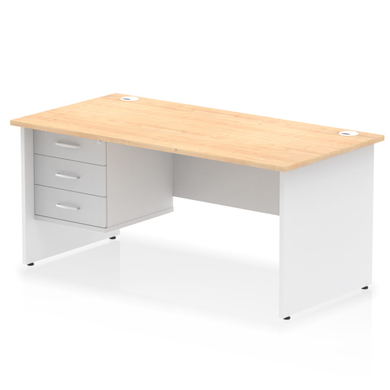 OE - Impulse 1600mm Panel End Straight Desk With Single Fixed Pedestal Two Tone - Image 10